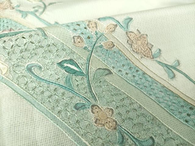平和屋着物●中国三大刺繍 スワトウ相良刺繍 汕頭相良刺繍 総刺繍 訪問着 本場大島紬地 更紗花文 正絹 逸品 DABE5655ps