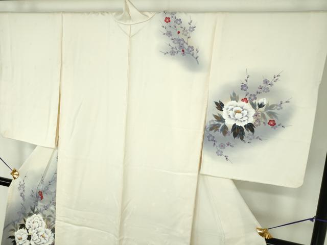 平和屋着物●訪問着 手描き 牡丹文 槍梅 暈し染め 正絹 逸品 DABE5658ps