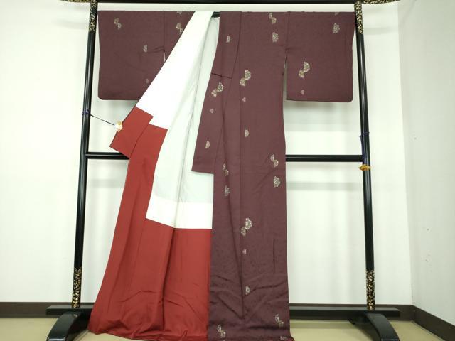 平和屋着物●訪問着 刺繍 貝紫 正倉院花文 ロング丈 正絹 逸品 DABE5660ps