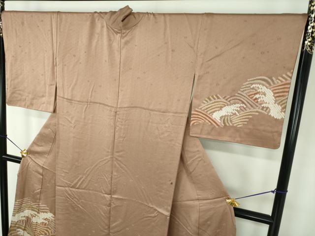 平和屋着物●訪問着 刺繍 絞り 立波文 金彩 ロング丈 正絹 逸品 DABE5661ps