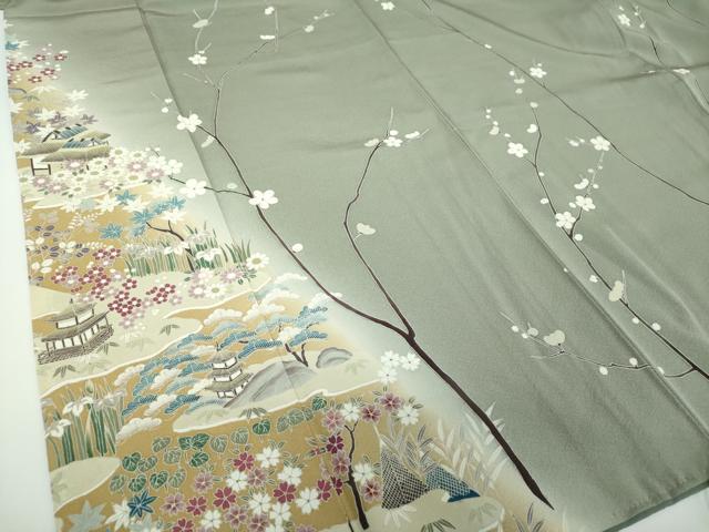 平和屋着物●訪問着 作家物 枝花風景 暈し染め 正絹 逸品 DABE5662ps