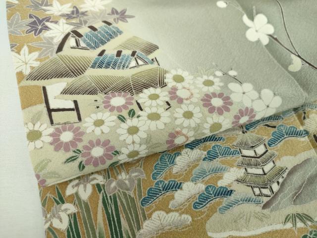 平和屋着物●訪問着 作家物 枝花風景 暈し染め 正絹 逸品 DABE5662ps