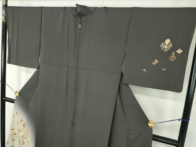 平和屋着物●訪問着 駒刺繍 更紗花文 暈し染め 金彩 正絹 逸品 DABE5667ps