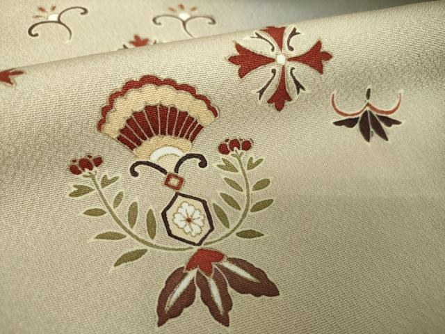 平和屋着物●訪問着 駒刺繍 更紗花文 暈し染め 金彩 正絹 逸品 DABE5667ps