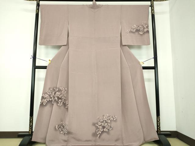 平和屋着物●訪問着 草葉文 鬼しぼ縮緬 金彩 鈴乃屋扱い 正絹 逸品 DABE5672ps
