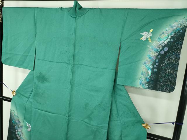平和屋着物●訪問着 ペイズリー花文 暈し染め 金銀彩 銀通し地 正絹 逸品 DABE5674ps