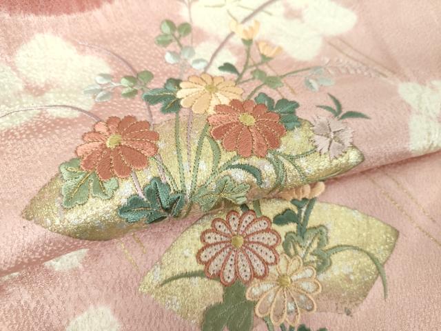平和屋着物●訪問着 刺繍 絞り 雲取り地紙花文 金銀彩 正絹 逸品 未使用 DABE5675ps