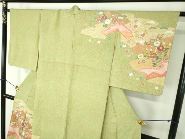 平和屋着物●京友禅の第一人者 松井青々 訪問着 駒刺繍 絞り 松皮菱花文 金銀彩 証紙付き 正絹 逸品 DABE5679ps