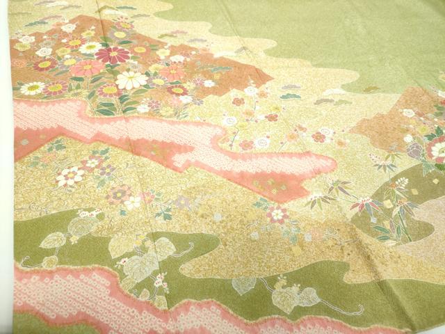 平和屋着物●京友禅の第一人者 松井青々 訪問着 駒刺繍 絞り 松皮菱花文 金銀彩 証紙付き 正絹 逸品 DABE5679ps