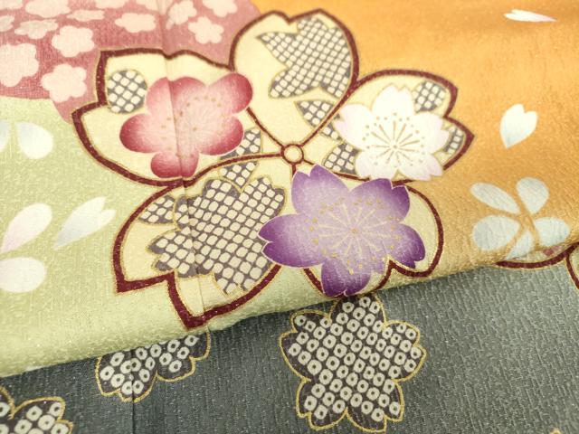 平和屋着物●豪華振袖 舞桜 暈し染め 金彩 銀通し地 正絹 逸品 DABE5682ps