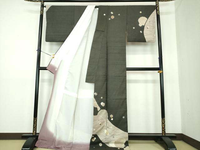 平和屋着物●十日町 名門青柳謹製 赤城紬 訪問着 絞り 輪繋ぎ ロング丈 正絹 逸品 DABE5683ps