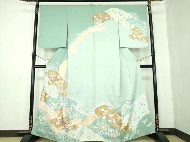 平和屋着物●訪問着 駒刺繍 松皮菱花舟 金銀彩 正絹 逸品 DABE5685ps