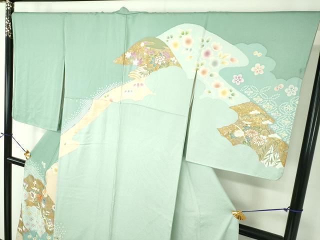 平和屋着物●訪問着 駒刺繍 松皮菱花舟 金銀彩 正絹 逸品 DABE5685ps