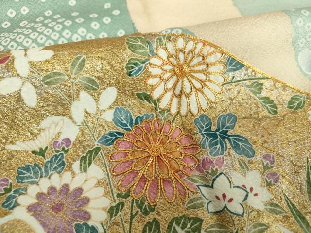 平和屋着物●訪問着 駒刺繍 松皮菱花舟 金銀彩 正絹 逸品 DABE5685ps