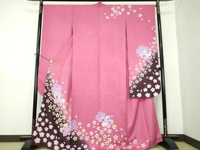 平和屋着物●豪華振袖 舞桜 暈し染め 金彩 銀通し地 正絹 逸品 DABE5686ps