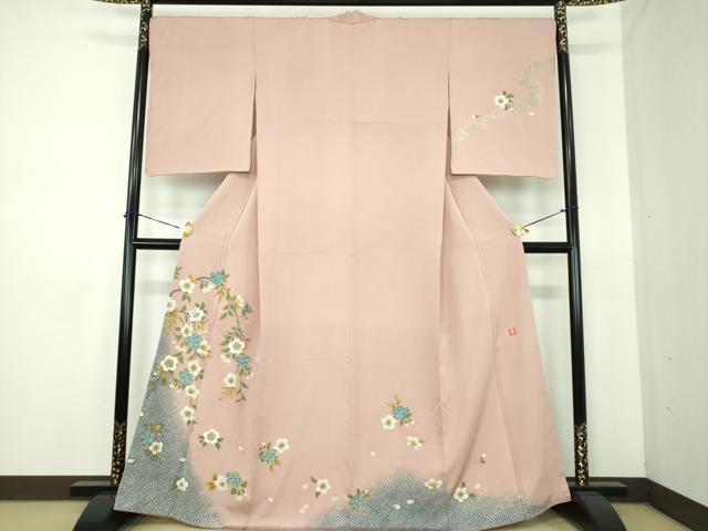 平和屋着物●ファッションデザイナー 花井幸子 訪問着 駒刺繍 枝垂れ桜 暈し染め 金糸 やまと誂製 正絹 逸品 DABE5688ps