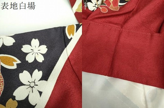 平和屋着物●小振袖 二尺袖 駒刺繍 舞桜 舞蝶花文 金彩 正絹 逸品 DABE5694ps