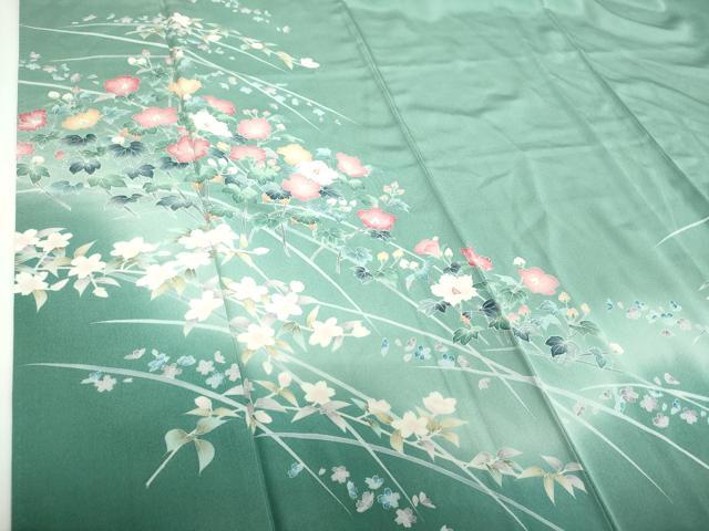 平和屋着物●訪問着 友禅 草花文 暈し染め 正絹 逸品 DABE5695ps