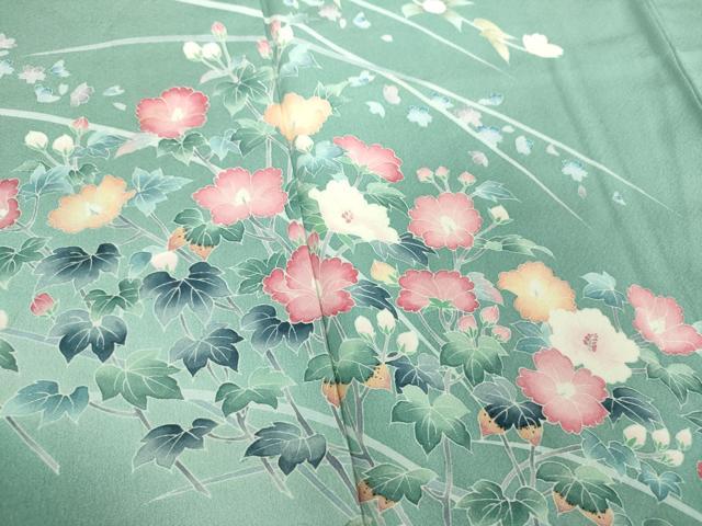 平和屋着物●訪問着 友禅 草花文 暈し染め 正絹 逸品 DABE5695ps