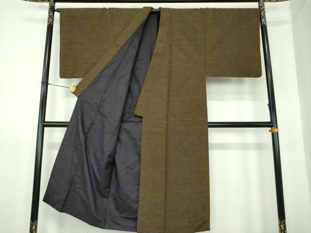 平和屋着物●男性 紬 濃涅色 正絹 逸品 DABE5696ps