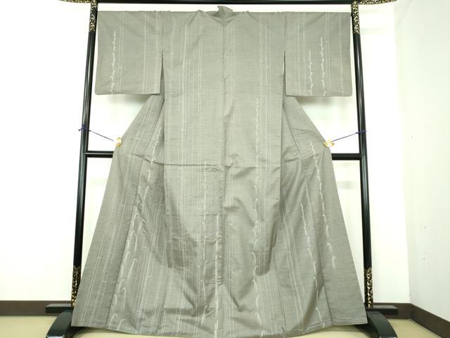 平和屋着物●訪問着 紬地 刺し子 総刺繍 笹竹文 正絹 逸品 DABE5701ps