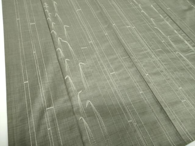 平和屋着物●訪問着 紬地 刺し子 総刺繍 笹竹文 正絹 逸品 DABE5701ps