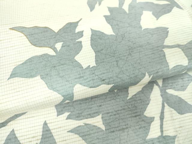 平和屋着物●上質な紬 背抜き仕立て 枝葉シルエット 金彩 正絹 逸品 DABE5706ps