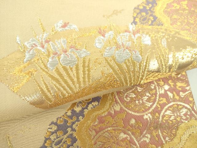 平和屋着物▼六通柄袋帯 花の宴 金銀糸 正絹 逸品 DABE5712ps