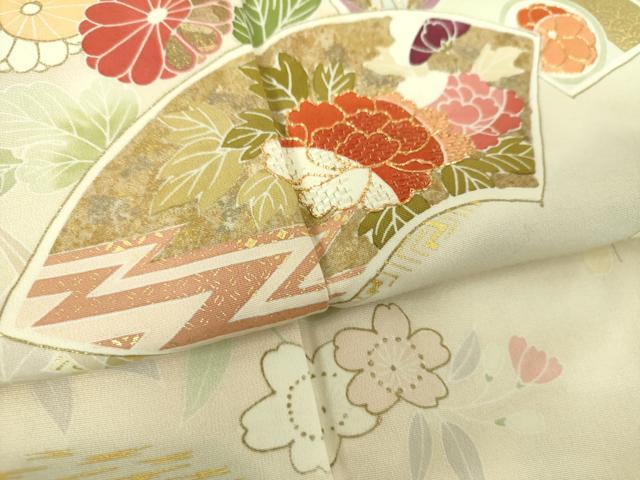 平和屋着物●創業460年・千總 訪問着 駒刺繍 地紙花文 暈し染め 金彩 東急百貨店扱い 正絹 逸品 DABE5824ps