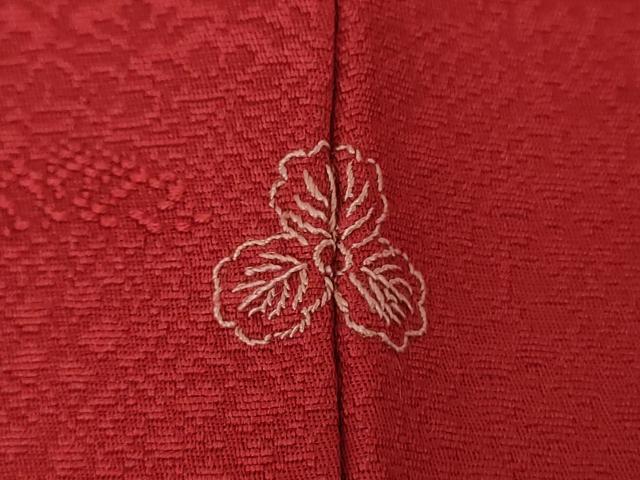 平和屋着物●上質な色無地 草花地紋 赤色 正絹 逸品 未使用 DABE5829ps