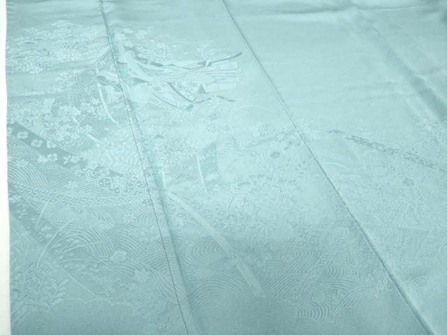 平和屋着物●豪華色留袖 几帳人物花地紋 浅縹色 正絹 逸品 DABE5833ps