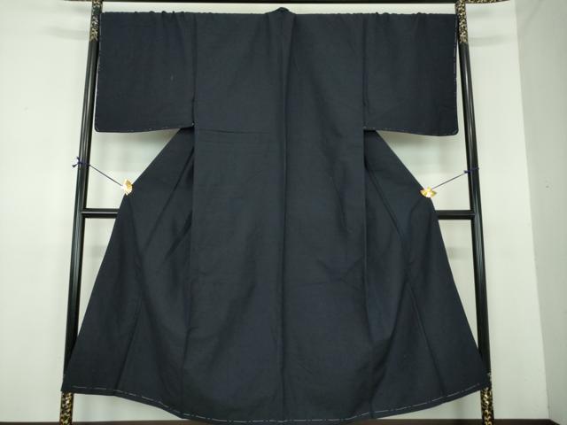 平和屋着物●男性 紬 キングサイズ 濃紺地 正絹 逸品 未使用 DABE5841ps