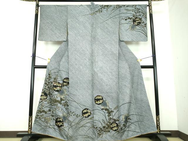 平和屋着物●訪問着 刺繍 絞り 雪輪花文 金彩 正絹 逸品 DABE5847ps