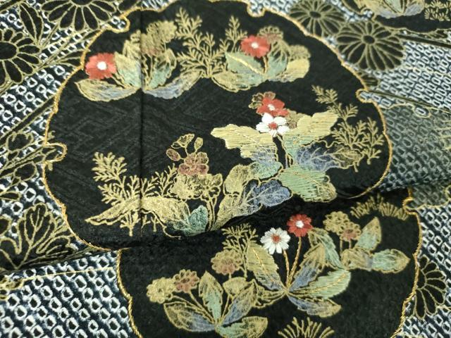 平和屋着物●訪問着 刺繍 絞り 雪輪花文 金彩 正絹 逸品 DABE5847ps
