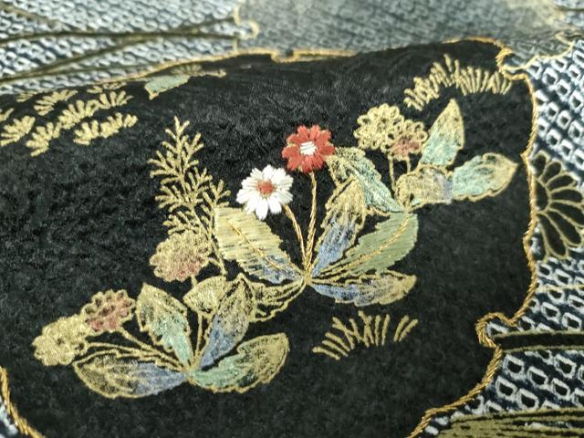 平和屋着物●訪問着 刺繍 絞り 雪輪花文 金彩 正絹 逸品 DABE5847ps