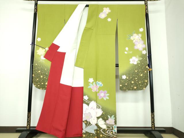 平和屋着物●豪華振袖 流水舞桜 暈し染め 金彩 正絹 逸品 DABE5849ps