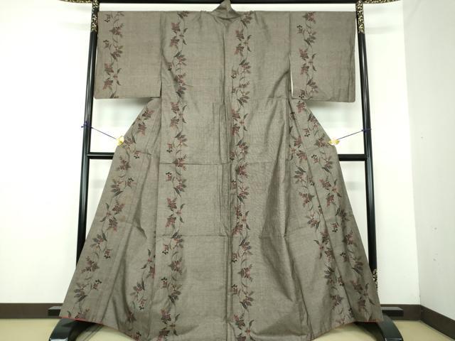 平和屋着物●本場大島紬 9マルキ 草花文 正絹 逸品 DABE5851ps