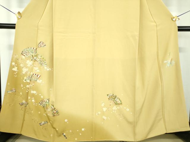 平和屋着物●金彩友禅作家 木村桂友 訪問着 舞扇花文 花筏 暈し染め 金彩 さが美扱い 正絹 逸品 DABE5853ps