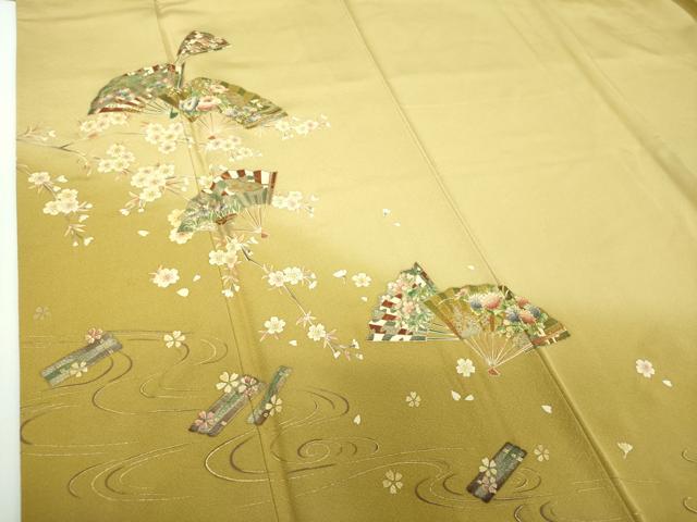 平和屋着物●金彩友禅作家 木村桂友 訪問着 舞扇花文 花筏 暈し染め 金彩 さが美扱い 正絹 逸品 DABE5853ps