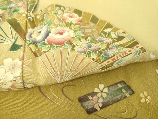 平和屋着物●金彩友禅作家 木村桂友 訪問着 舞扇花文 花筏 暈し染め 金彩 さが美扱い 正絹 逸品 DABE5853ps