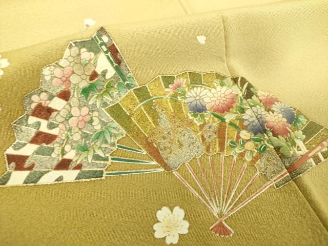 平和屋着物●金彩友禅作家 木村桂友 訪問着 舞扇花文 花筏 暈し染め 金彩 さが美扱い 正絹 逸品 DABE5853ps