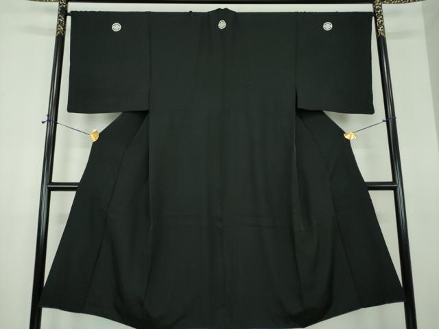 平和屋着物●男性 黒紋付 正絹 逸品 DABE5856ps