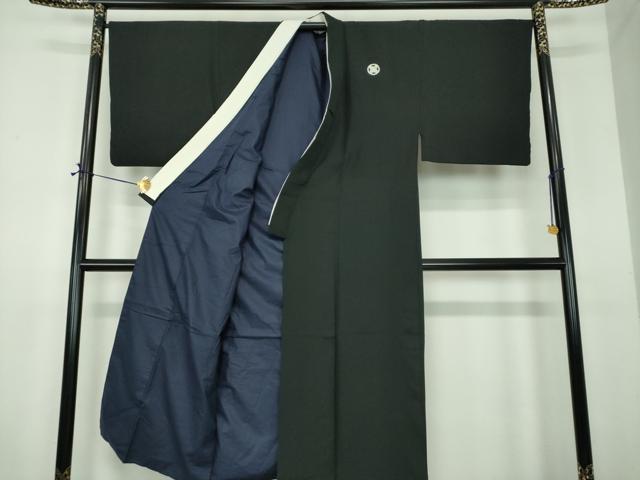 平和屋着物●男性 黒紋付 正絹 逸品 DABE5857ps