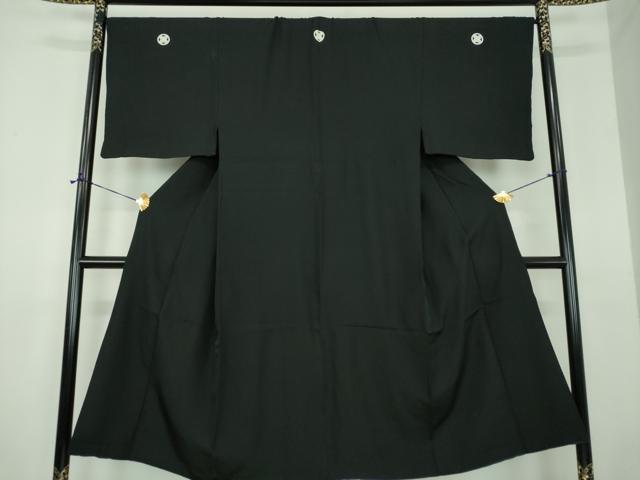 平和屋着物●男性 黒紋付 正絹 逸品 DABE5857ps