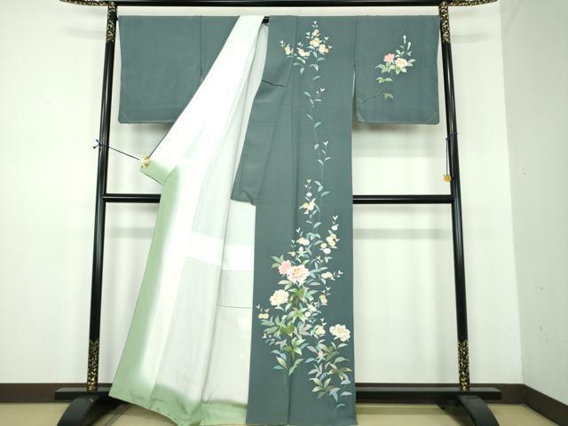 平和屋着物●訪問着 友禅 草花文 正絹 逸品 DABE5858ps