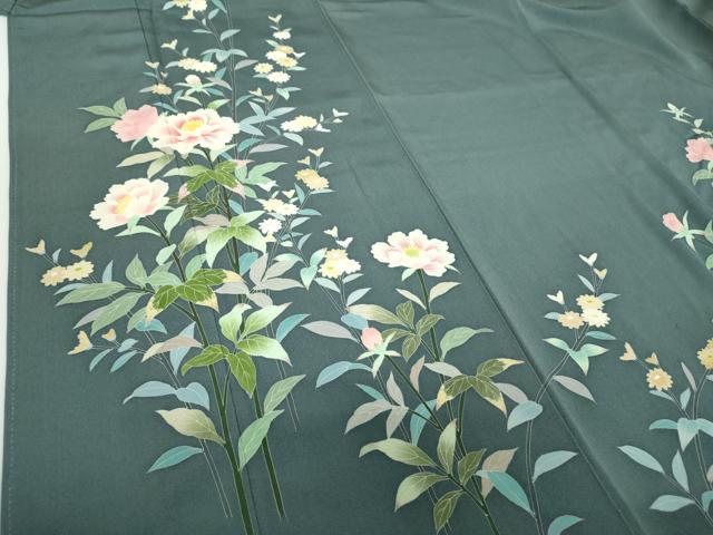 平和屋着物●訪問着 友禅 草花文 正絹 逸品 DABE5858ps
