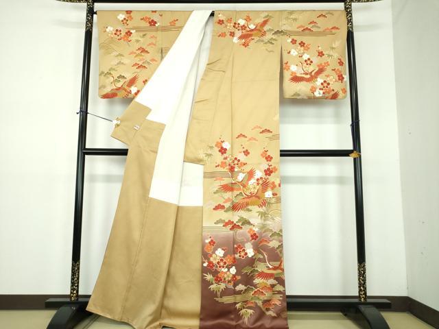 平和屋着物●訪問着 駒刺繍 松竹梅 飛鶴文 暈し染め 金彩 まるやま扱い 正絹 逸品 DABE5859ps