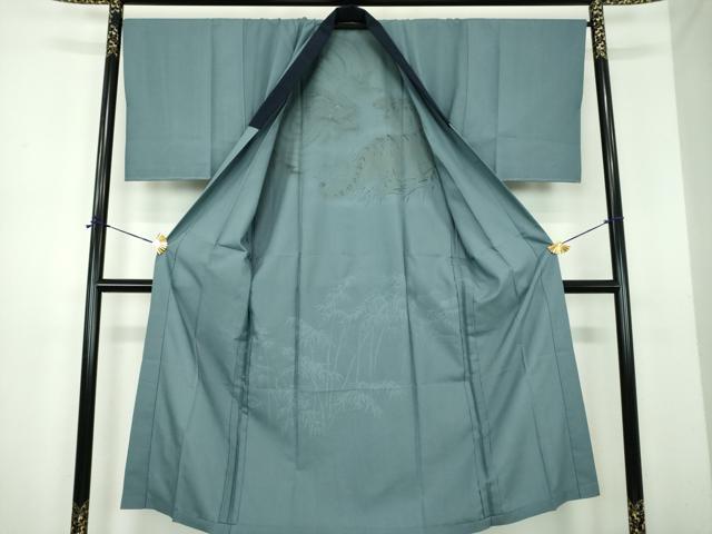 平和屋着物●男性 長襦袢 無双仕立て 手描き 龍虎 笹竹文 金彩 鬼しぼ縮緬 正絹 逸品 未使用 DABE5864ps