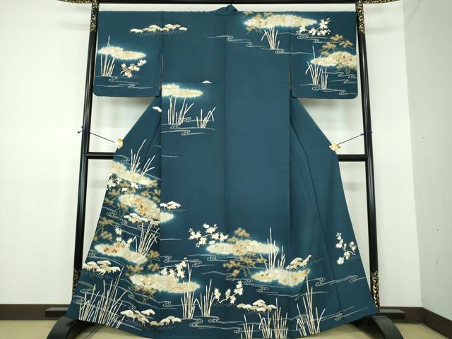 平和屋着物●訪問着 駒刺繍 雲取り渡橋風景花文 金彩 正絹 逸品 DABE5868ps