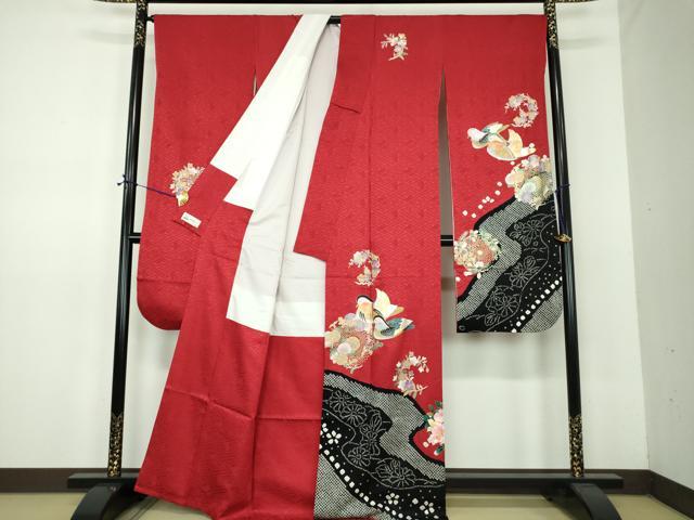 平和屋着物●豪華振袖 絞り 流水鴛鴦花丸文 金銀彩 やまと誂製 正絹 逸品 DABE5870ps